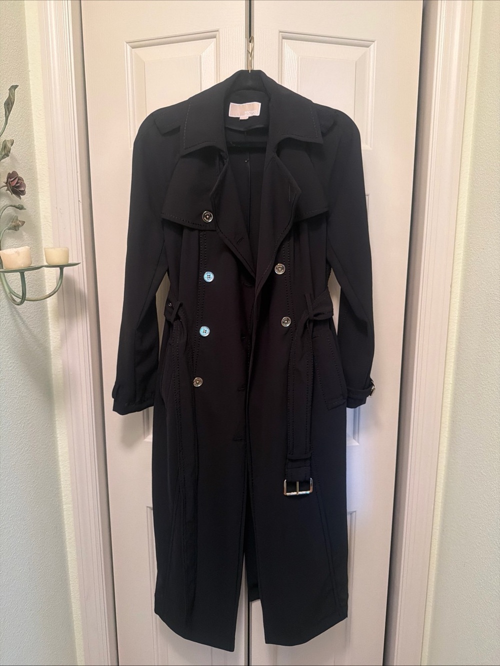 Old Navy Black Double-Breasted Trench Coat with Belt